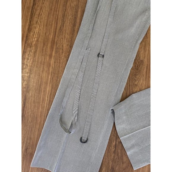 Akris Punto Gray Pinstripe High Rise Wide Leg Pants 8/ 32" X 30" Side Zip Belt - Picture 3 of 16